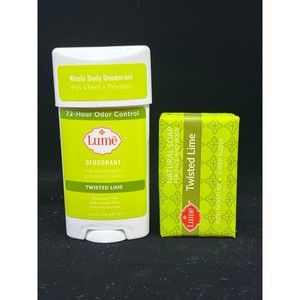 All Natural Deodorant TWISTED LIME BUNDLE Bar Soap & Cream Stick Deodorant